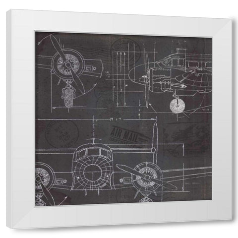 Plane Blueprint III White Modern Wood Framed Art Print by Fabiano, Marco