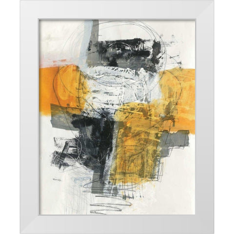 Action I White Modern Wood Framed Art Print by Davies, Jane