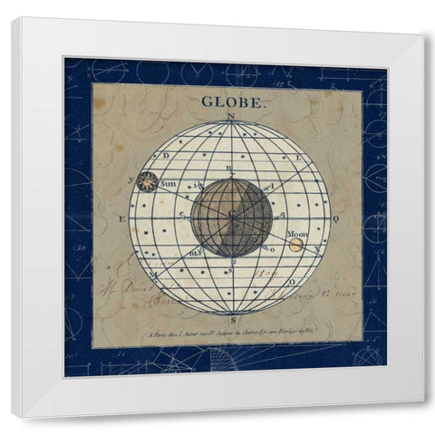 Globe Blue White Modern Wood Framed Art Print by Schlabach, Sue