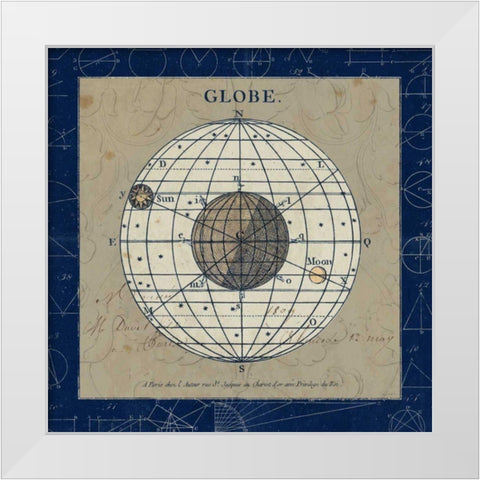 Globe Blue White Modern Wood Framed Art Print by Schlabach, Sue