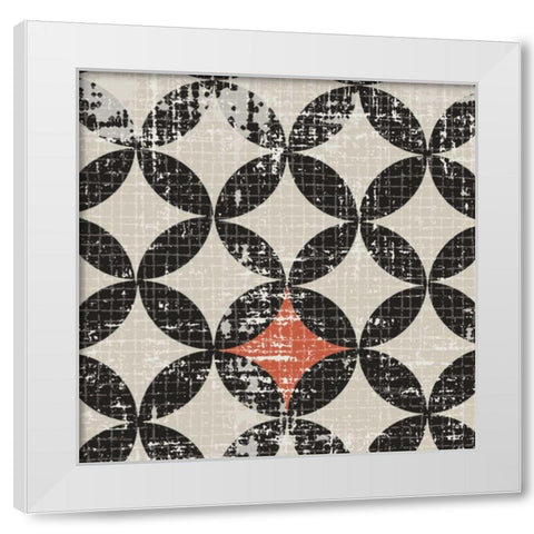 Geometric Patchwork Puree Pumpkin Square IV v.2 White Modern Wood Framed Art Print by Pela Studio
