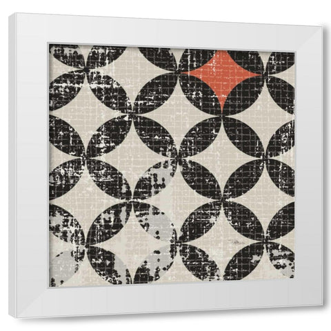 Geometric Patchwork Puree Pumpkin Square V v.2 White Modern Wood Framed Art Print by Pela Studio