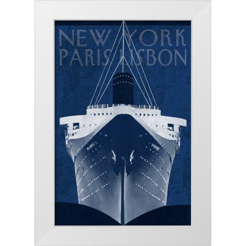Passage Atlantique Blueprint White Modern Wood Framed Art Print by Wild Apple Portfolio