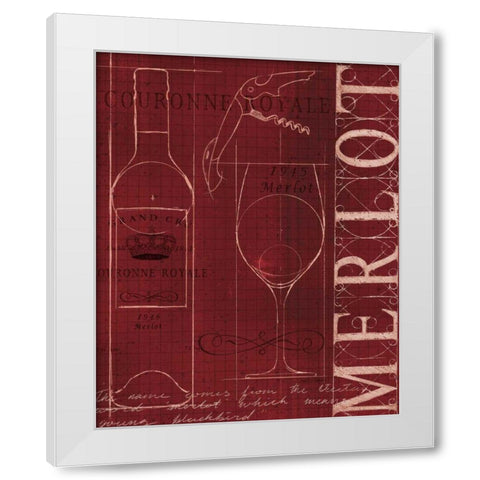 Wine Blueprint II White Modern Wood Framed Art Print by Fabiano, Marco