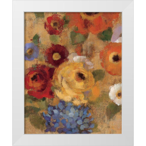 Jacquard Floral I Crop White Modern Wood Framed Art Print by Vassileva, Silvia
