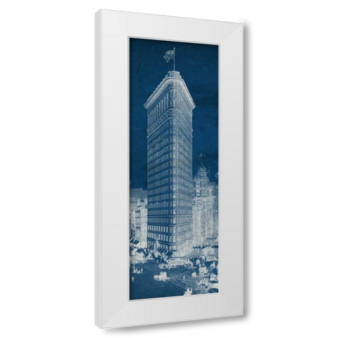 Flat Iron 1909 Blueprint Panel White Modern Wood Framed Art Print by Wild Apple Portfolio