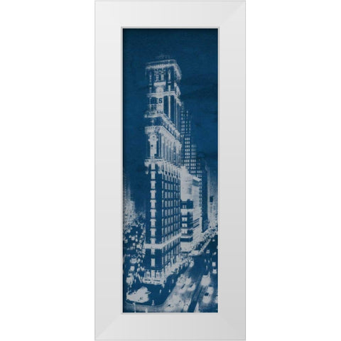 Times Square Postcard Blueprint Panel White Modern Wood Framed Art Print by Wild Apple Portfolio