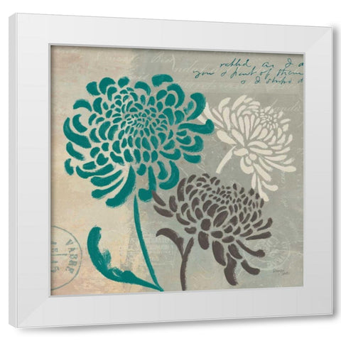 Chrysanthemums I White Modern Wood Framed Art Print by Wellington Studio