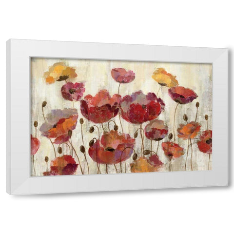 Poppies in the Rain White Modern Wood Framed Art Print by Vassileva, Silvia