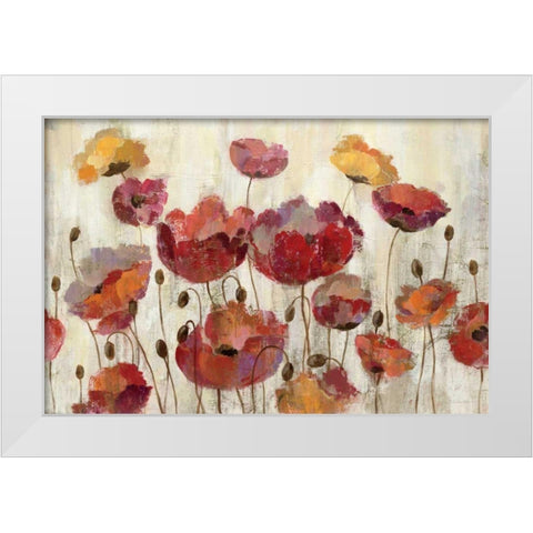Poppies in the Rain White Modern Wood Framed Art Print by Vassileva, Silvia