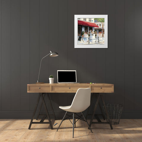 Relaxing at the Cafe I White Modern Wood Framed Art Print by Wiens, James