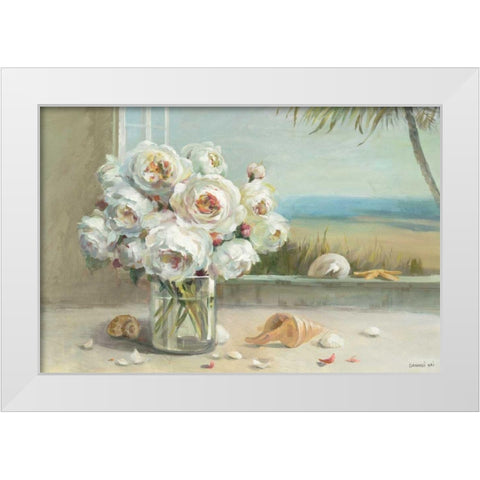 Coastal Roses v.2  White Modern Wood Framed Art Print by Nai, Danhui