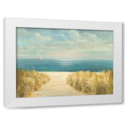 Seascape with Boat White Modern Wood Framed Art Print by Danhui, Nai
