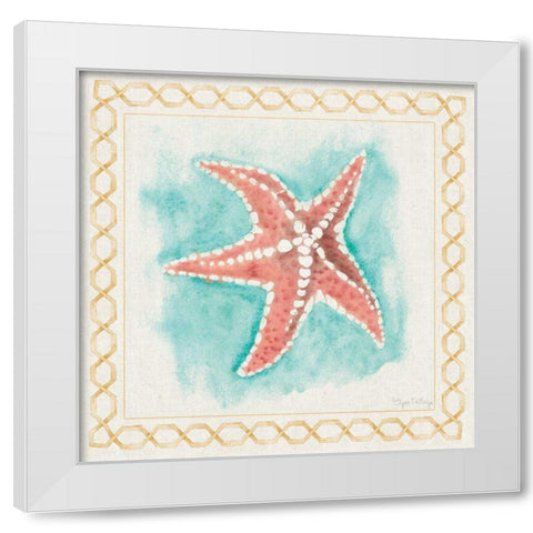 Coastal Mist Starfish White Modern Wood Framed Art Print by DeNeige, Elyse