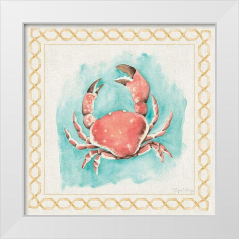 Coastal Mist Crab White Modern Wood Framed Art Print by DeNeige, Elyse