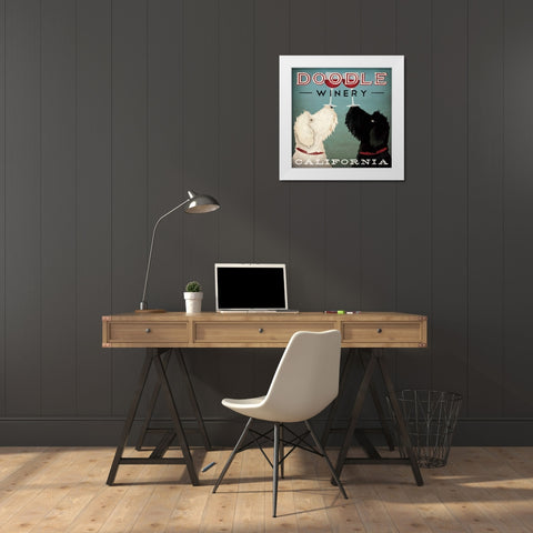 Doodle Wine White Modern Wood Framed Art Print by Fowler, Ryan