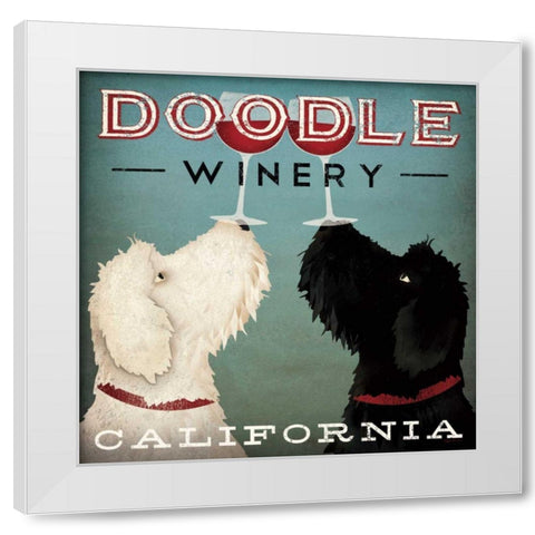 Doodle Wine White Modern Wood Framed Art Print by Fowler, Ryan