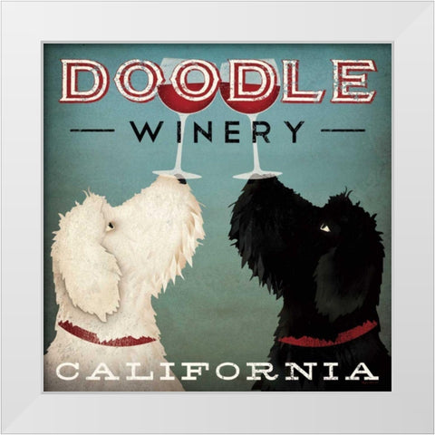 Doodle Wine White Modern Wood Framed Art Print by Fowler, Ryan