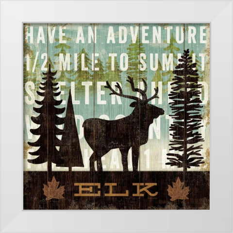 Simple Living Elk White Modern Wood Framed Art Print by Mullan, Michael
