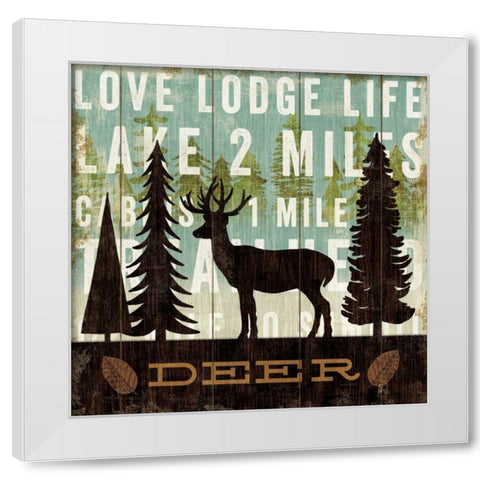 Simple Living Deer White Modern Wood Framed Art Print by Mullan, Michael