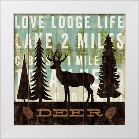 Simple Living Deer White Modern Wood Framed Art Print by Mullan, Michael