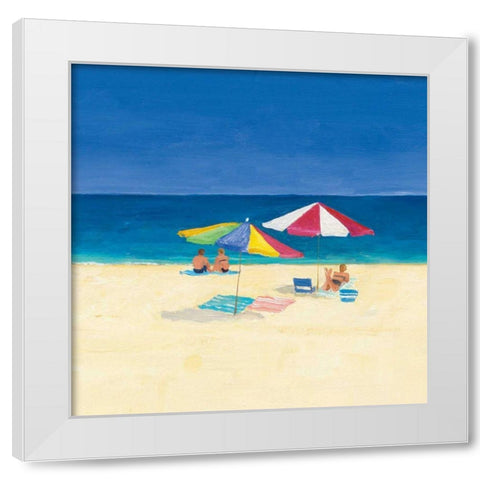 Day at the Beach Sq II White Modern Wood Framed Art Print by Tillmon, Avery