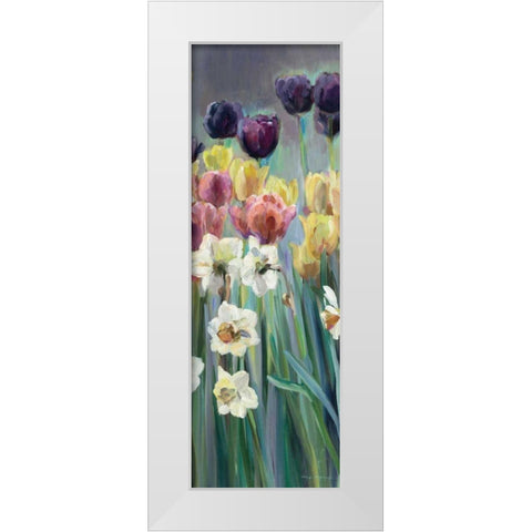 Grape Tulips Panel I White Modern Wood Framed Art Print by Hageman, Marilyn