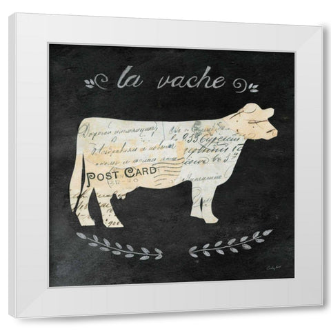 La Vache Cameo Sq White Modern Wood Framed Art Print by Prahl, Courtney
