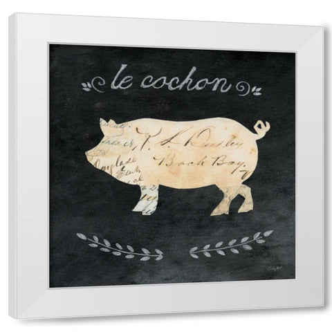 Le Cochon Cameo Sq White Modern Wood Framed Art Print by Prahl, Courtney