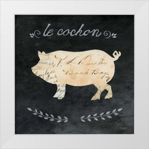 Le Cochon Cameo Sq White Modern Wood Framed Art Print by Prahl, Courtney