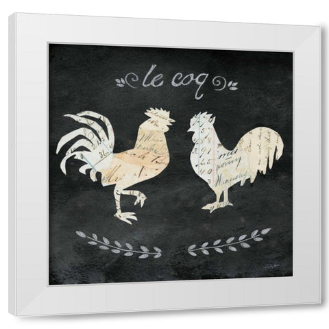 Le Coq Cameo Sq White Modern Wood Framed Art Print by Prahl, Courtney