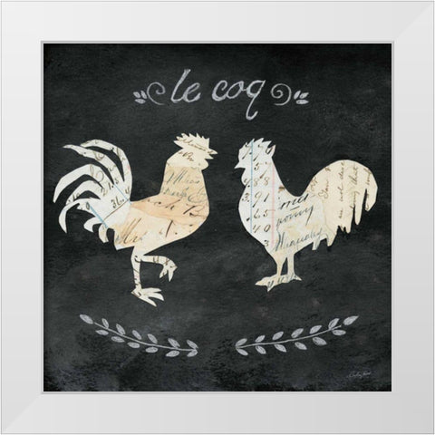 Le Coq Cameo Sq White Modern Wood Framed Art Print by Prahl, Courtney