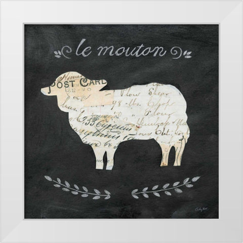 Le Mouton Cameo Sq White Modern Wood Framed Art Print by Prahl, Courtney