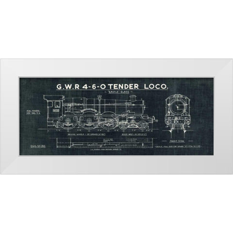 Train Blueprint III Black White Modern Wood Framed Art Print by Wild Apple Portfolio