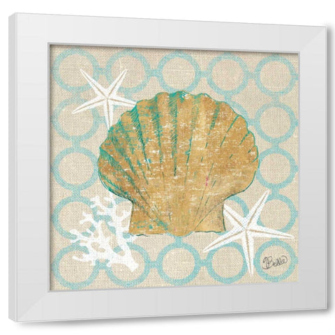 Beach Linen Shell White Modern Wood Framed Art Print by Studio Bella