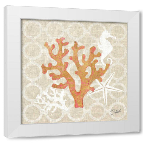 Beach Linen Coral White Modern Wood Framed Art Print by Studio Bella