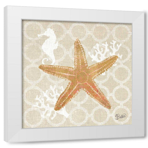 Beach Linen Starfish White Modern Wood Framed Art Print by Studio Bella