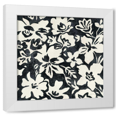 Chalkboard Floral I White Modern Wood Framed Art Print by Vassileva, Silvia