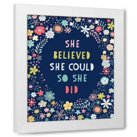 Floral Quote I Indigo White Modern Wood Framed Art Print by McCartan, Lamai