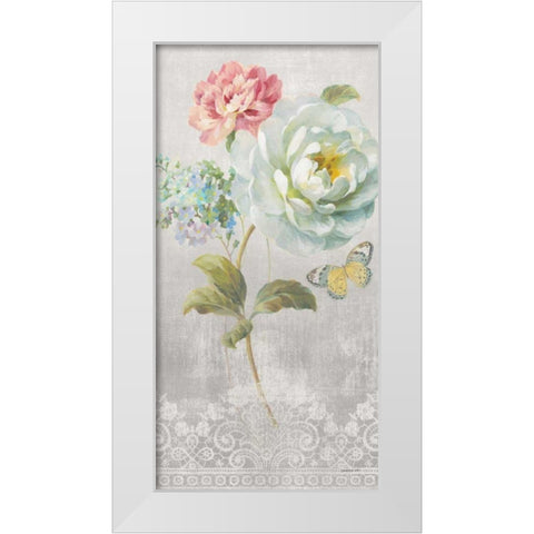 Textile Floral Panel I White Modern Wood Framed Art Print by Nai, Danhui