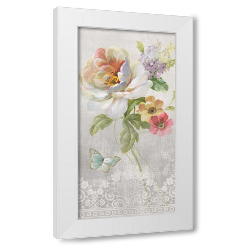 Textile Floral Panel II White Modern Wood Framed Art Print by Nai, Danhui