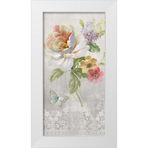 Textile Floral Panel II White Modern Wood Framed Art Print by Nai, Danhui