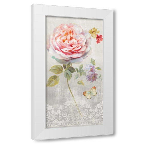 Textile Floral III White Modern Wood Framed Art Print by Nai, Danhui