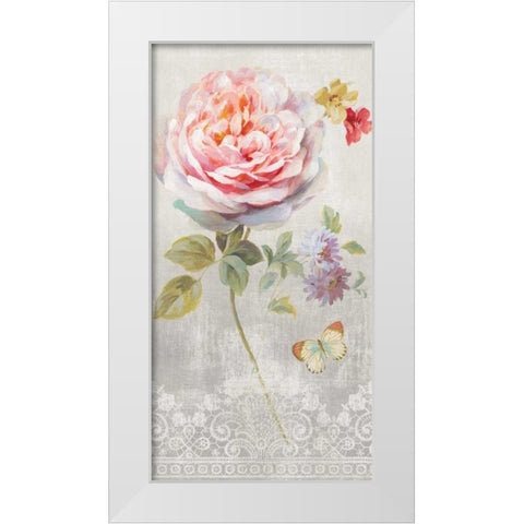 Textile Floral III White Modern Wood Framed Art Print by Nai, Danhui