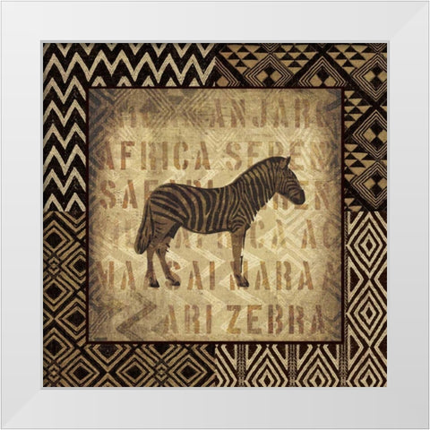 African Wild Zebra Border White Modern Wood Framed Art Print by Wild Apple Portfolio