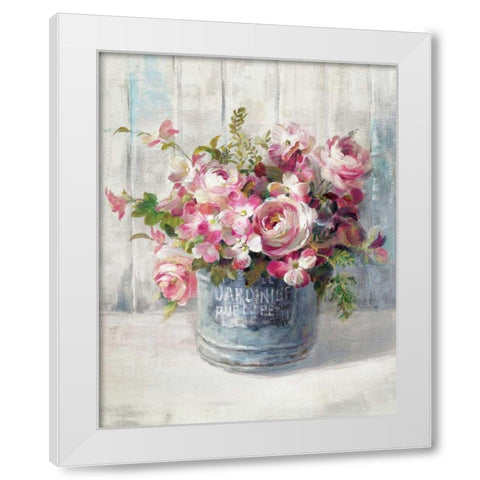 Garden Blooms I White Modern Wood Framed Art Print by Nai, Danhui