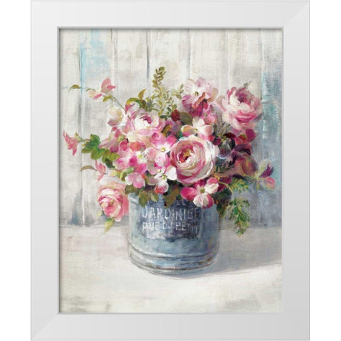 Garden Blooms I White Modern Wood Framed Art Print by Nai, Danhui