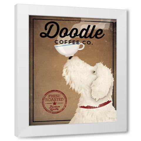 Doodle Coffee White Modern Wood Framed Art Print by Fowler, Ryan