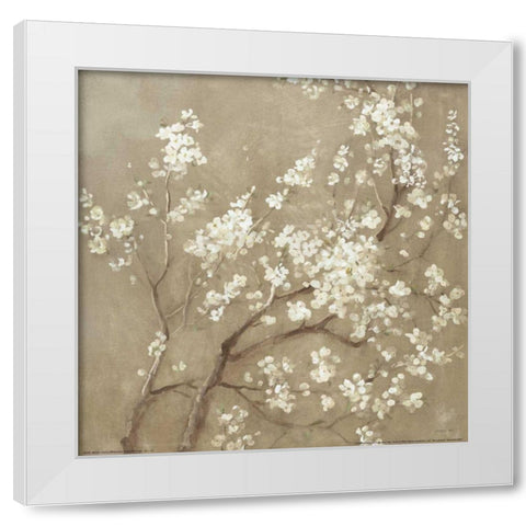 White Cherry Blossoms I Neutral Crop White Modern Wood Framed Art Print by Nai, Danhui