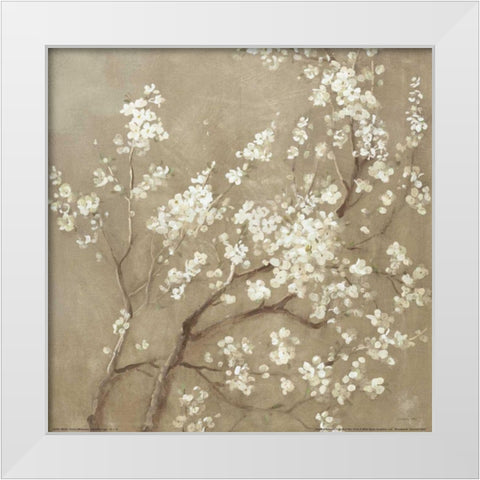 White Cherry Blossoms I Neutral Crop White Modern Wood Framed Art Print by Nai, Danhui